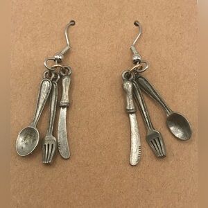 Silver Eating Utensil Earrings
